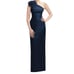 Alfred Sung Dress D850 Oversized Flower One-Shoulder Satin Column navy size 10