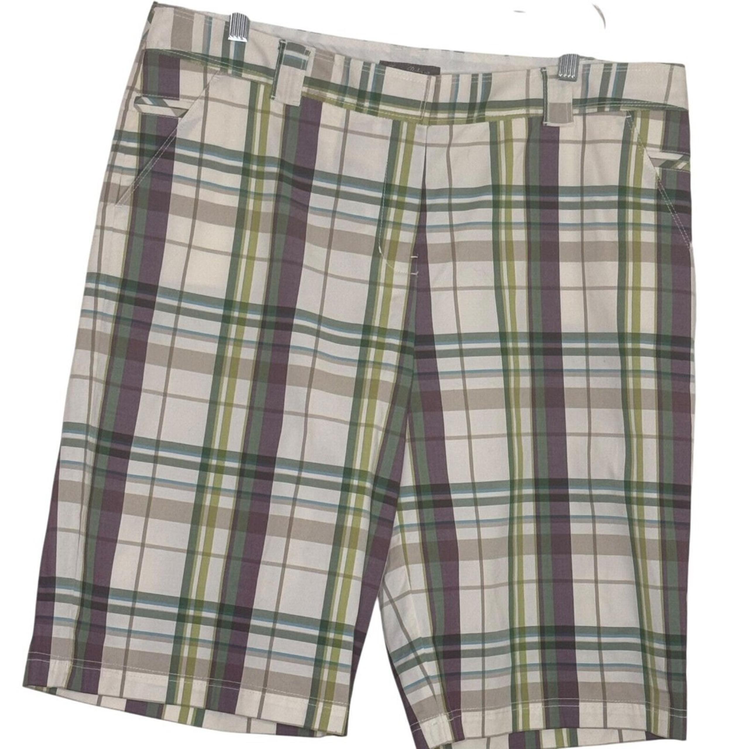 Tommy Bahama Womens Bermuda Shorts Plaid Cream Purple 14 NWOT bv