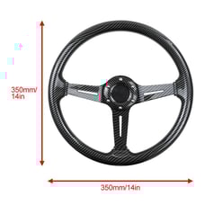 NEW JDM UNIVERSAL 350MM CARBON FIBER Acrylic Deep Dish 6 Holes Steering Wheel