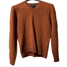 Brooks Brothers Sweater Mens Size Medium Pullover Scottish Lambswool Rust Color