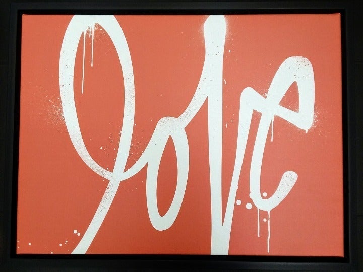 Love Canvas Wall Art Red Orange w/ Frame