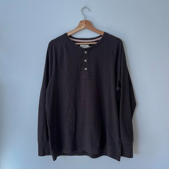 The Normal Brand Puremeso Everyday Henley Shirt Brown Men's Size XL