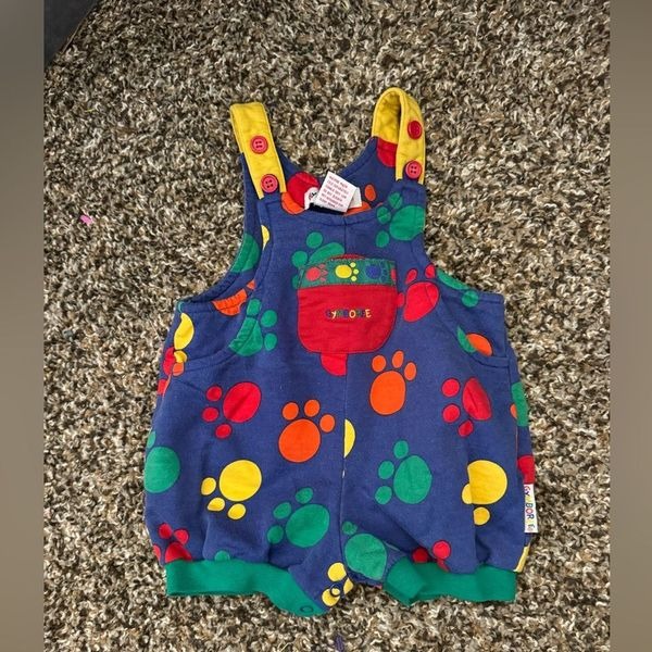 Vintage Gymboree Colorful Paws Bubble Romper Suit Size Newborn