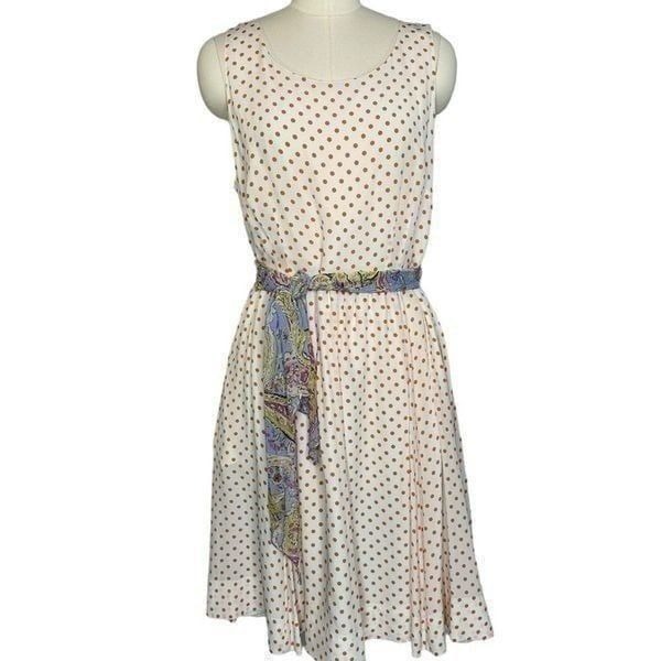 Anthropologie Moulinette Souers Silk Orange Polka Dot Dress| Size 14