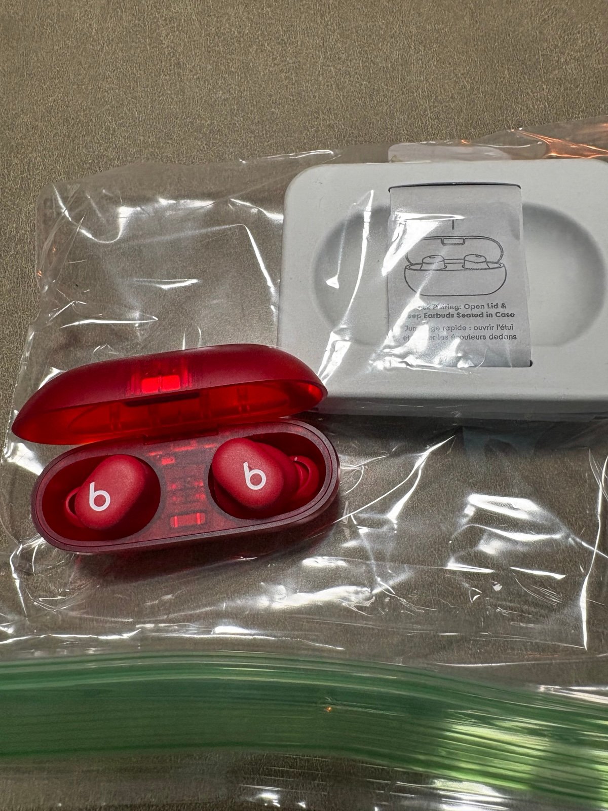 Beats Solo Buds True Wireless Bluetooth Earbuds Transparent Red MUW03LL/A A5152