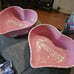 Set of 2 Dog/Cat Princess Pink Heart Shape 6 Lx5 T x1.5 D Food Water Pet Bowls