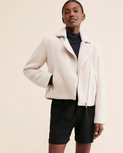 Greylin Anthropologie Vera Moto Jacket Size XL Cream
