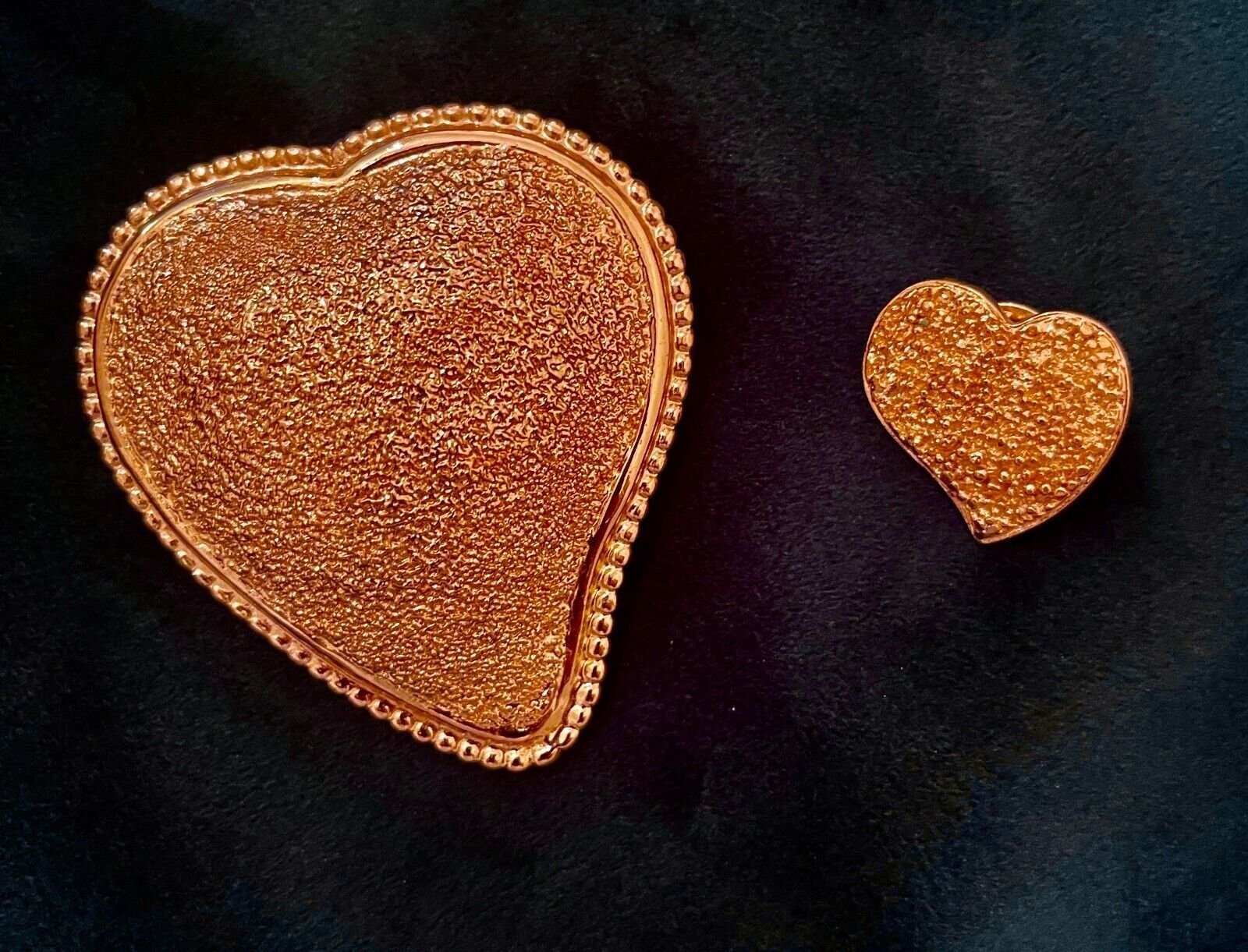 Vintage Yves Saint Laurent 2  signature heart Brooches /Vintage