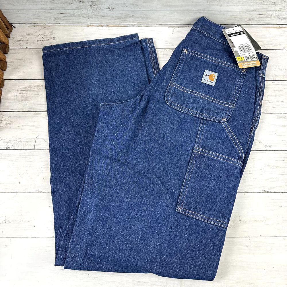 Carhartt FR Jeans Size 29X34 Blue Relaxed Work Dungaree FRB13 DNM New