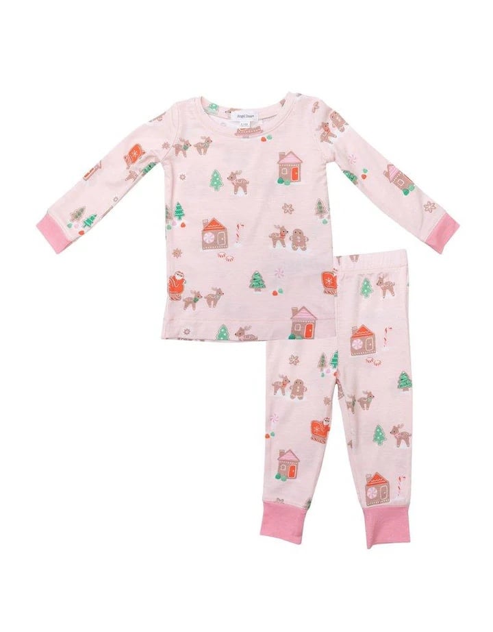 Angel Dear Kid's Pink Gingerbread Sleigh 2-Piece Pajama Set Size 4T