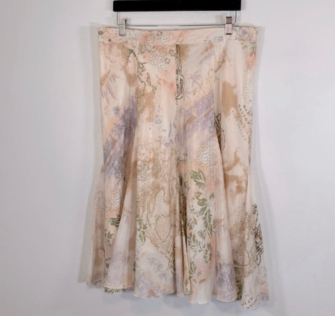 Harley-Davidson Rare Tori Richard Silk Fit & Flare Women’s Size L Lined Skirt