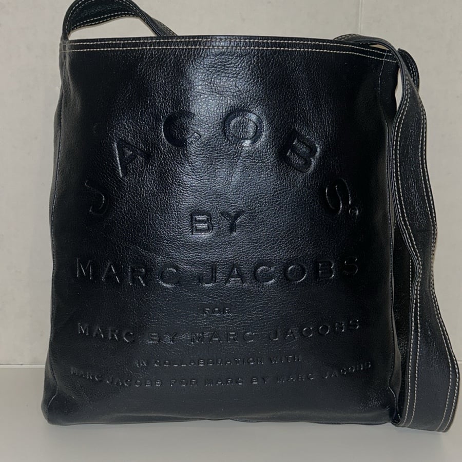 Marc Jacobs blue leather reversible crossbody tote bag