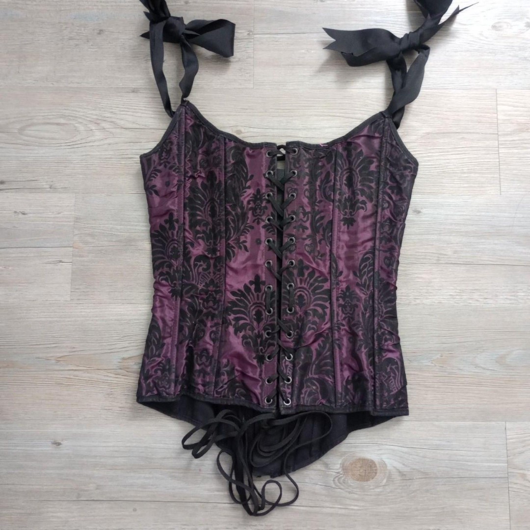 Y2K Purple Ribboned Zippered Gothic Corset