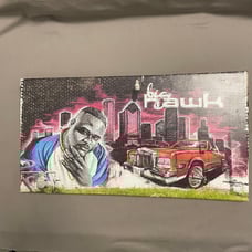 Big Hawk Canvas Wall Art Hanging, Dj Screw Mural Artwork Print, 11x20.5 inches