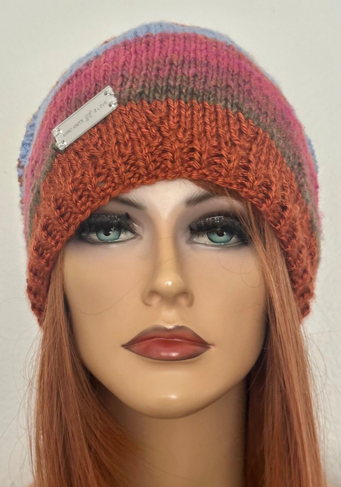 Hand Knits 2 Love Slouch Beanie Hat Cap Faux Fur Pom Pom Designer Fashion Rustic - detail