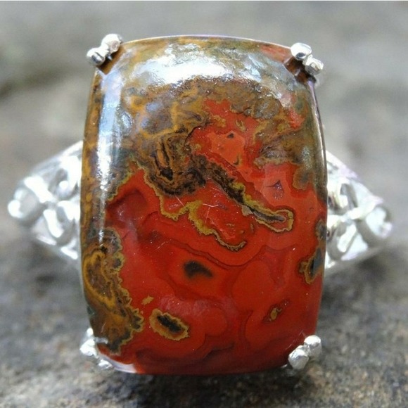 Large 10ct morrocan seam Agate Sterling