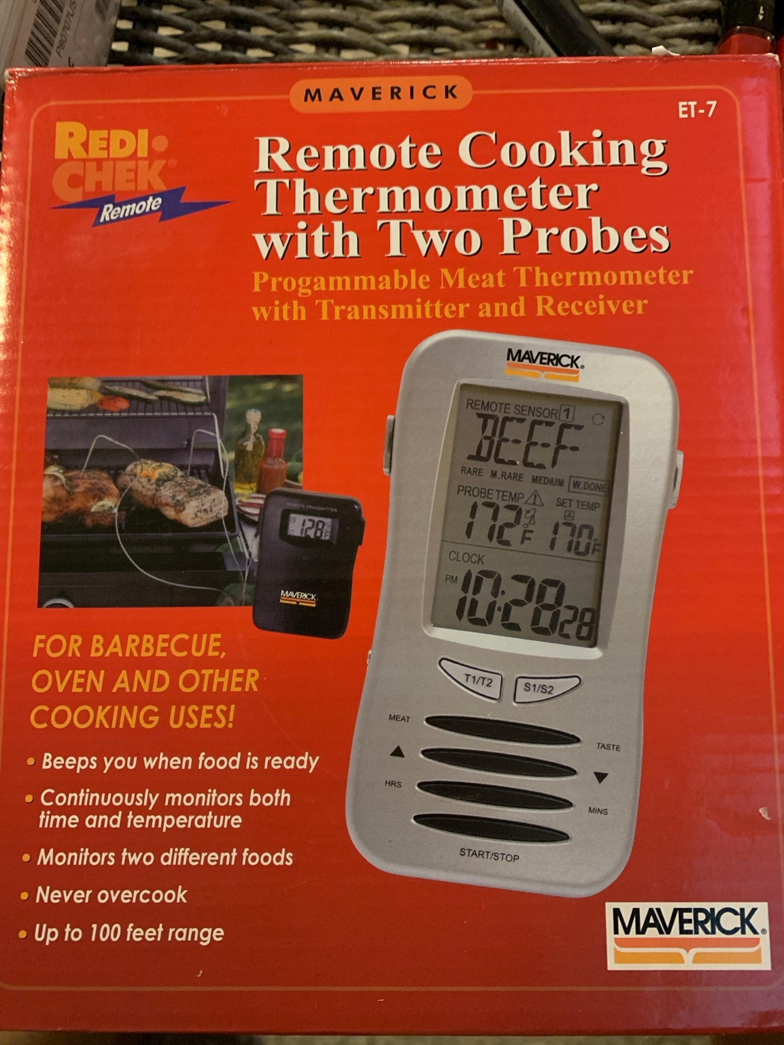 MAVERICK Remote Redi Check Wireless Cooking THERMOMETER With Two Probes ET-7 NIB