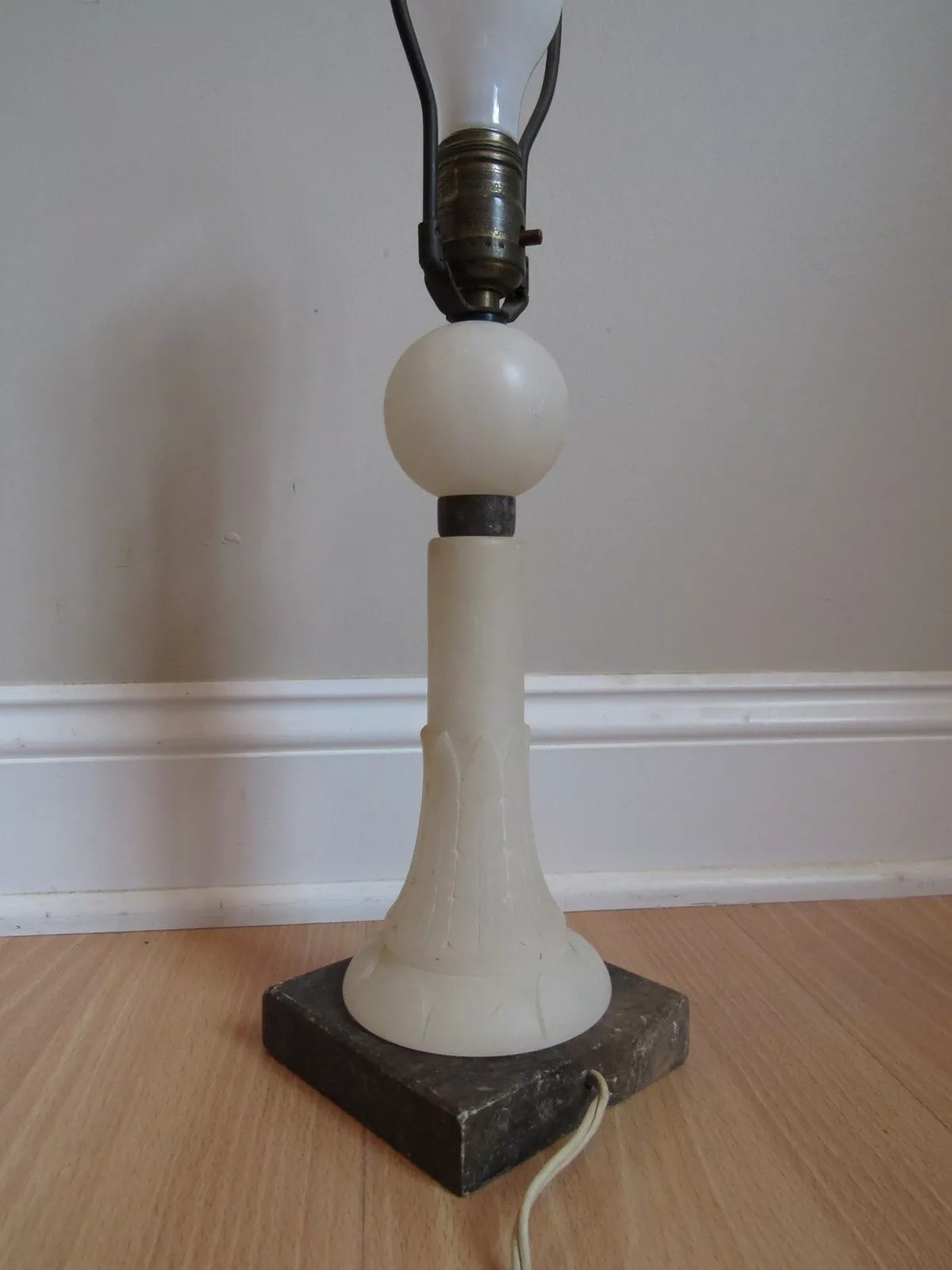 antique lamp ITALIAN Alabaster SEMI-TRANSLUCENT marble 1930's