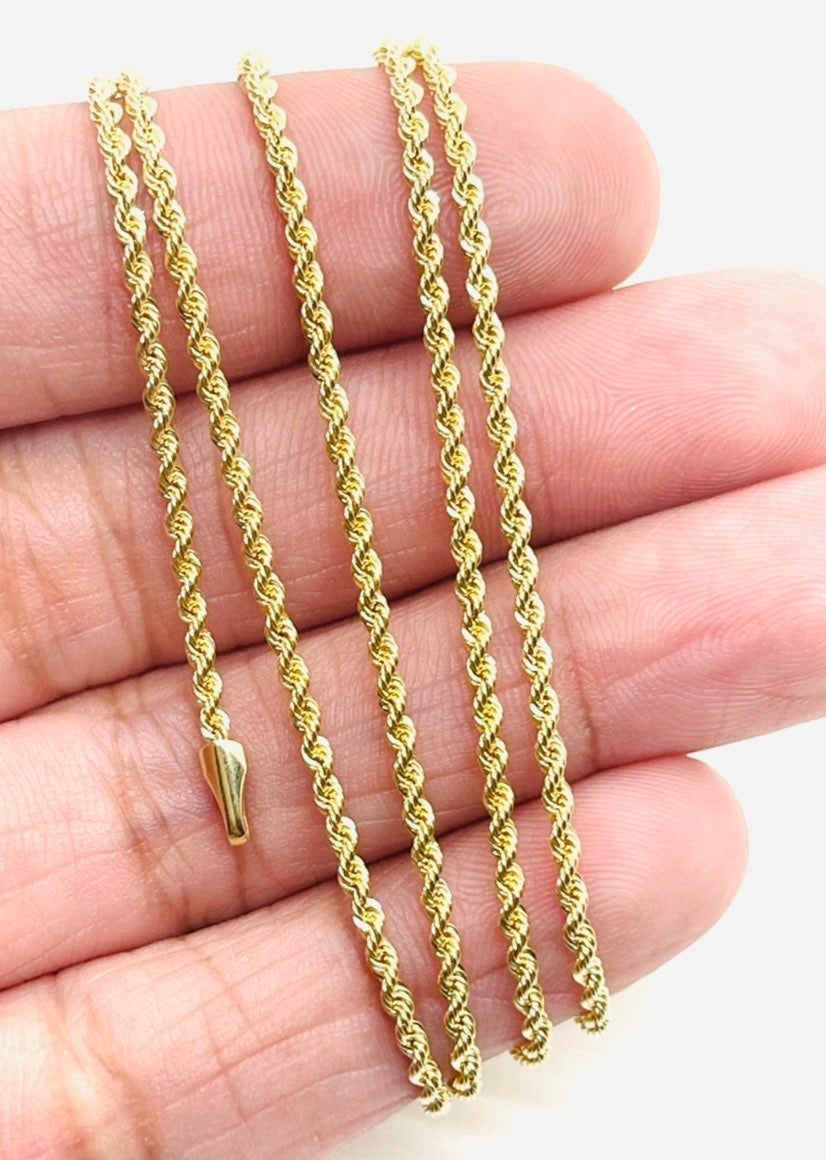 10K Gold Real Rope Chain Necklace