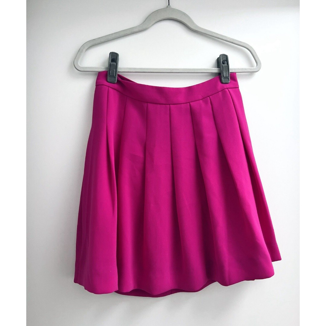 NWT J.Crew Bright Pink Pleated Skirt, Fully Lined, Back Zip, Size 2