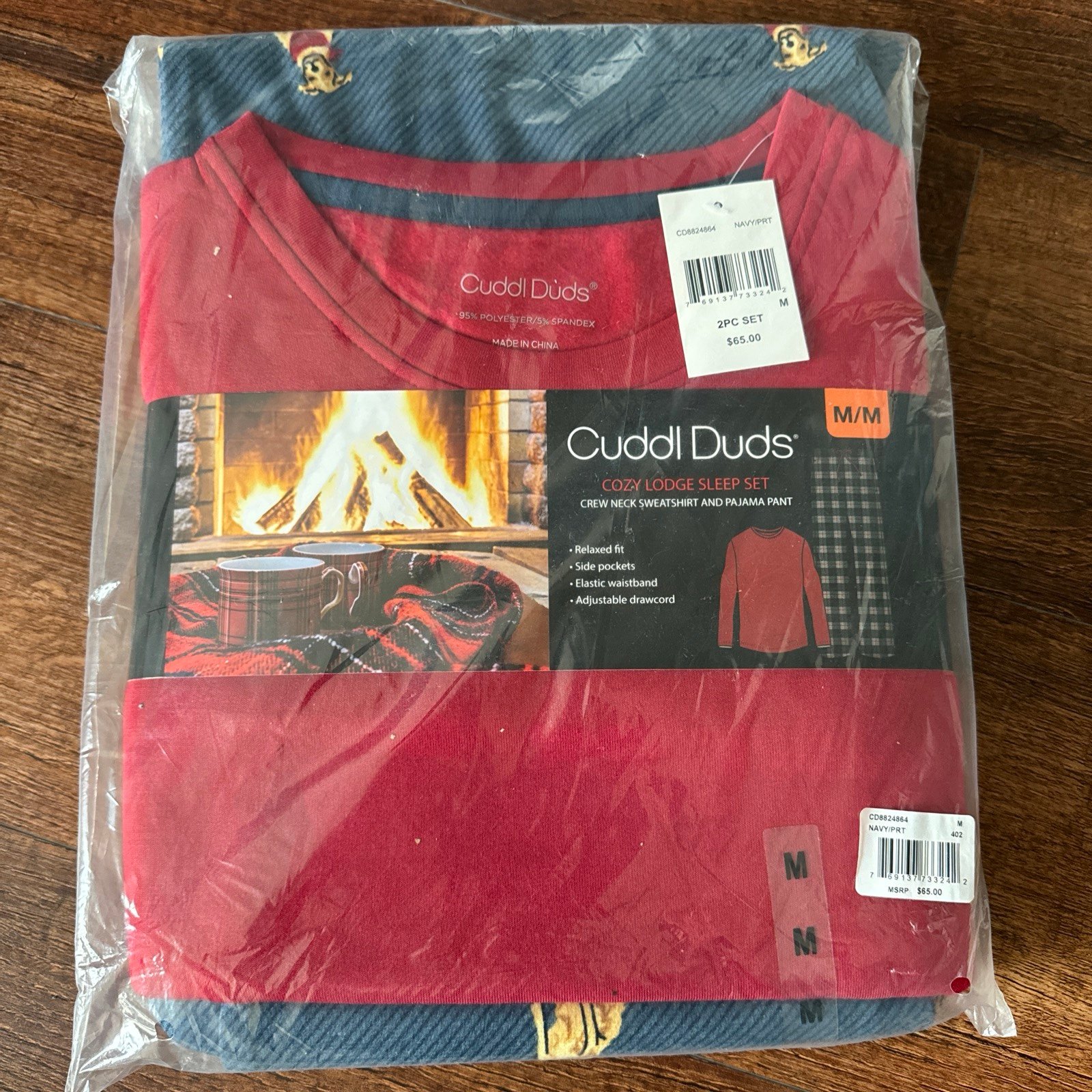 Mens Cuddl Duds pajama set, red