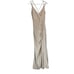 superdown Karmin Gold Metallic Spaghetti Strap Side Slit Ruched Maxi Dress SMALL