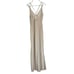 superdown Karmin Gold Metallic Spaghetti Strap Side Slit Ruched Maxi Dress SMALL