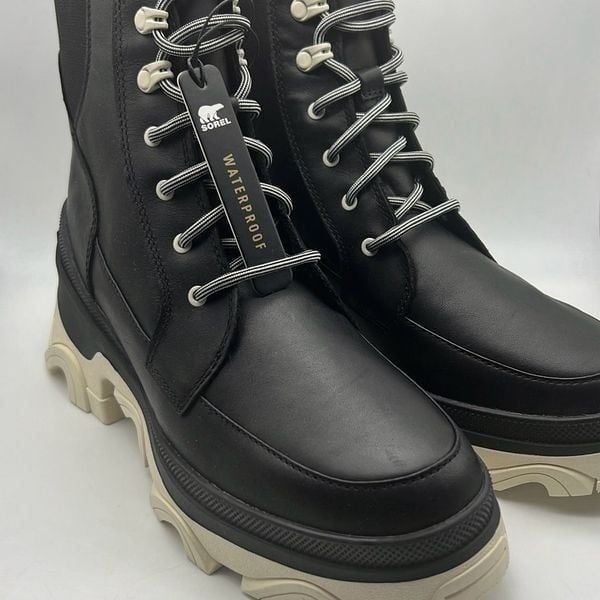 Sorel Brex Lace-Up Waterproof Bootie Heel Cozy Lace BLK Boots Women Size 9 NWB