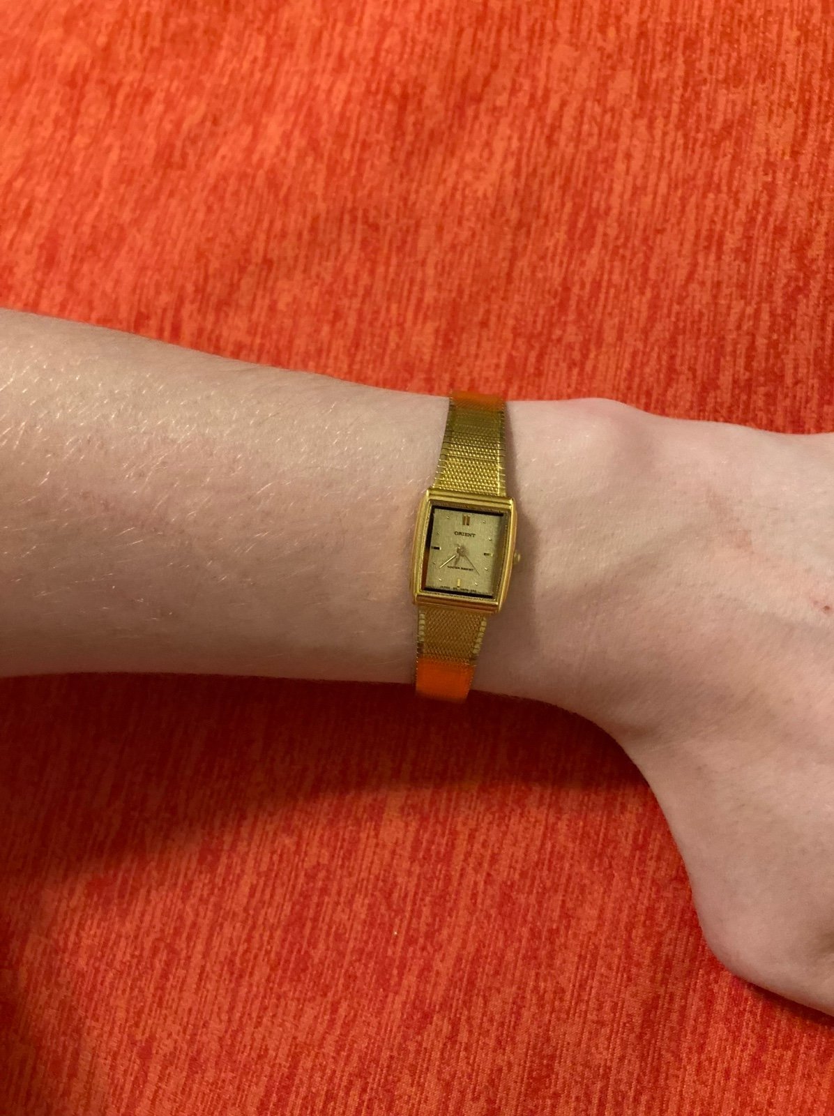 Women’s vintage stainless steel quartz Japan movement gold plated ORIENT watch!