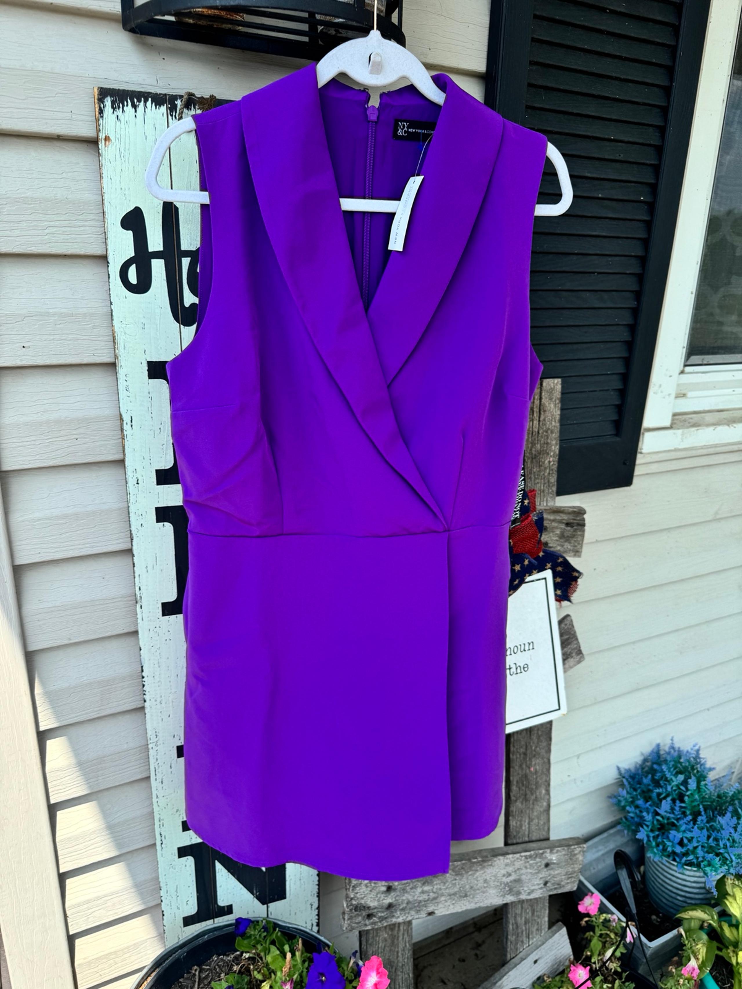New New York and company purple dress romper size large 12-14