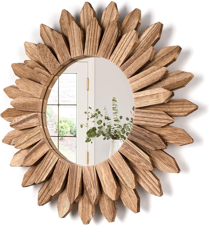 Wall Mirror Decorative 12 inch Rustic Wood Mirror