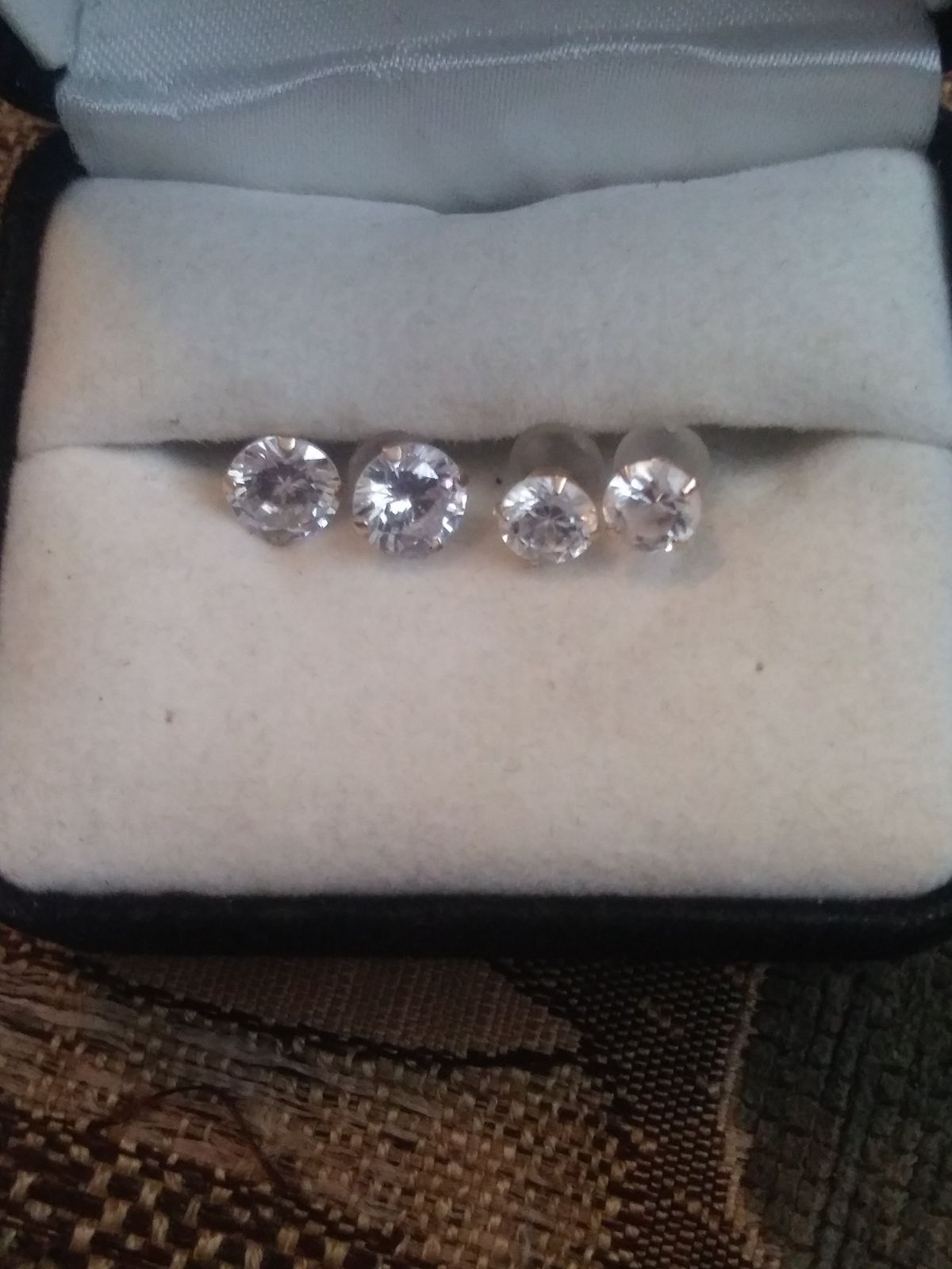 14k yellow gold cz stud earring set