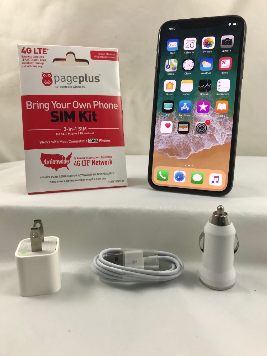 Apple iPhone X - 256GB Space Gray Page Plus Network Activation SIM card and More