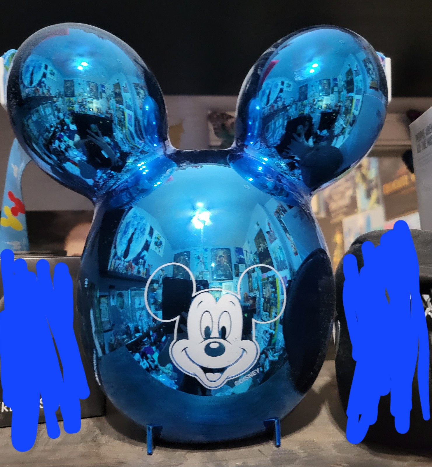 Disneyland Shiny Metallic Blue Balloon Mickey Popcorn Bucket
