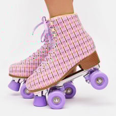 Roller Skates SZ 14 womens - LESS OF A CLUE PLAID ROLLER SKATES