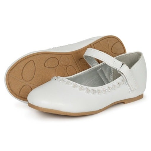 Little Girls Round Toe Rhinestone Mary Jane Rhinestone Ballet Flat - White -12 Little Girls Round Toe Rhinestone Mary Jane Rhinestone Ballet Flat - White -12