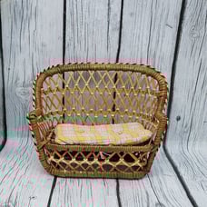 Miniature Wicker Dollhouse Sofa with Padding