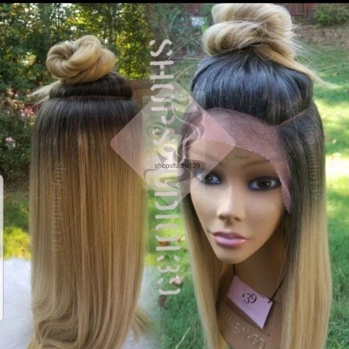 Celebrity human lace ombre blonde wig