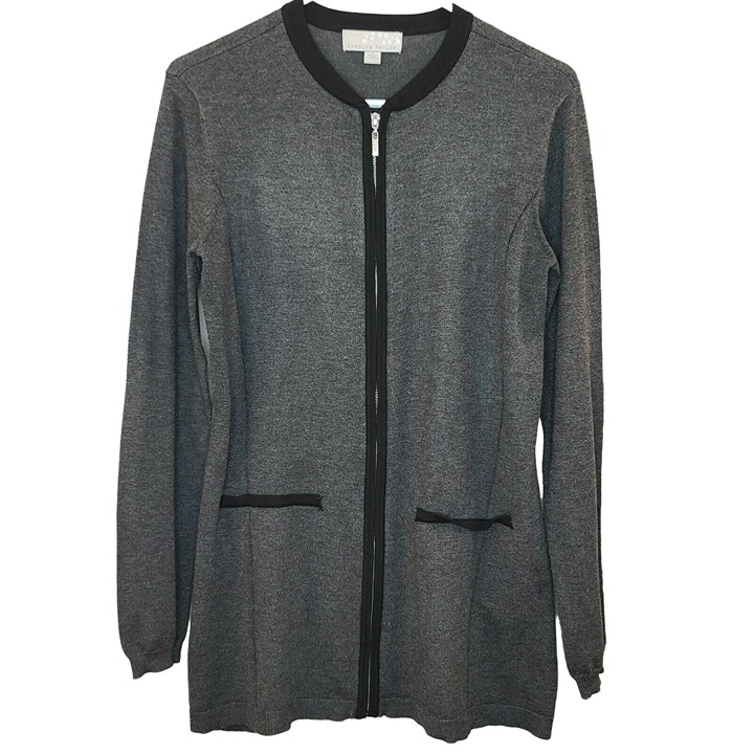 Carolyn Taylor Sweater Women Small Gray Full Zip Casual Work Everyday Basic