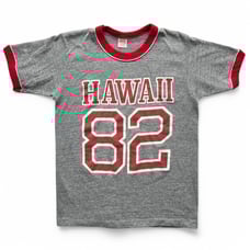 Vintage Hawaii 82 Grey Red Ringer T Shirt Single Stitch Football Sportswear Tee