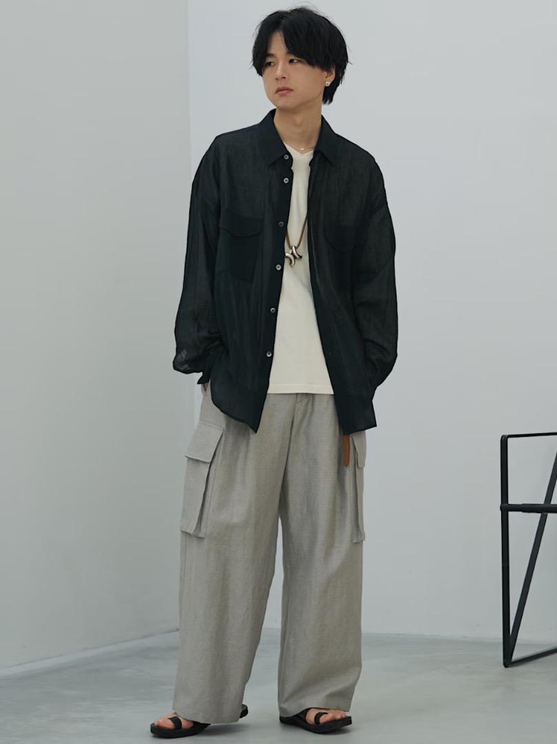 LIDNM（リドム）の「WOOL LINEN BACKSATIN CARGO（カーゴパンツ
