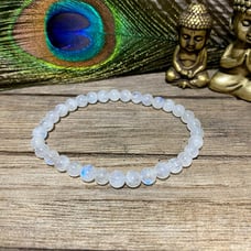 White Moonstone 4mm Round Beaded Gemstone Healing Reiki Dainty Bracelet Gift