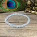 White Moonstone 4mm Round Beaded Gemstone Healing Reiki Dainty Bracelet Gift