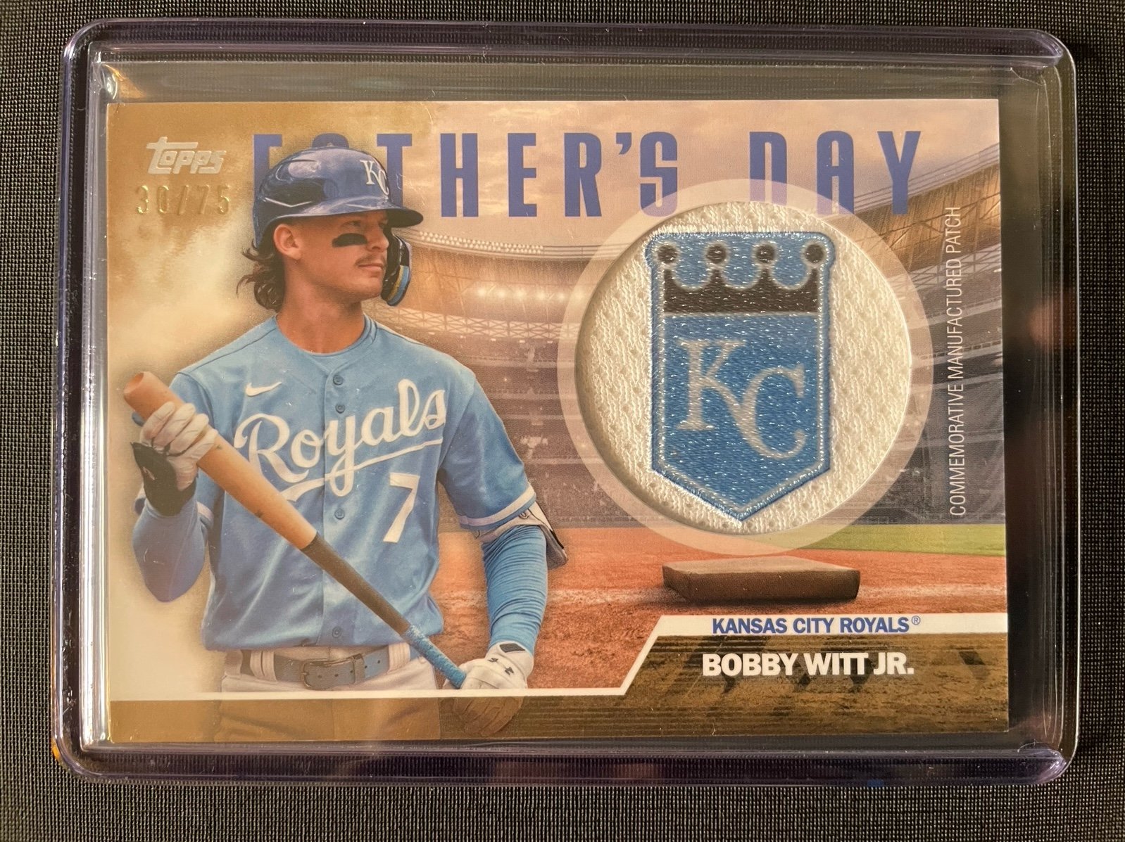 Bobby Witt Jr. Father’s Day Patch Numbered Card 30/75 Kansas City Royals!