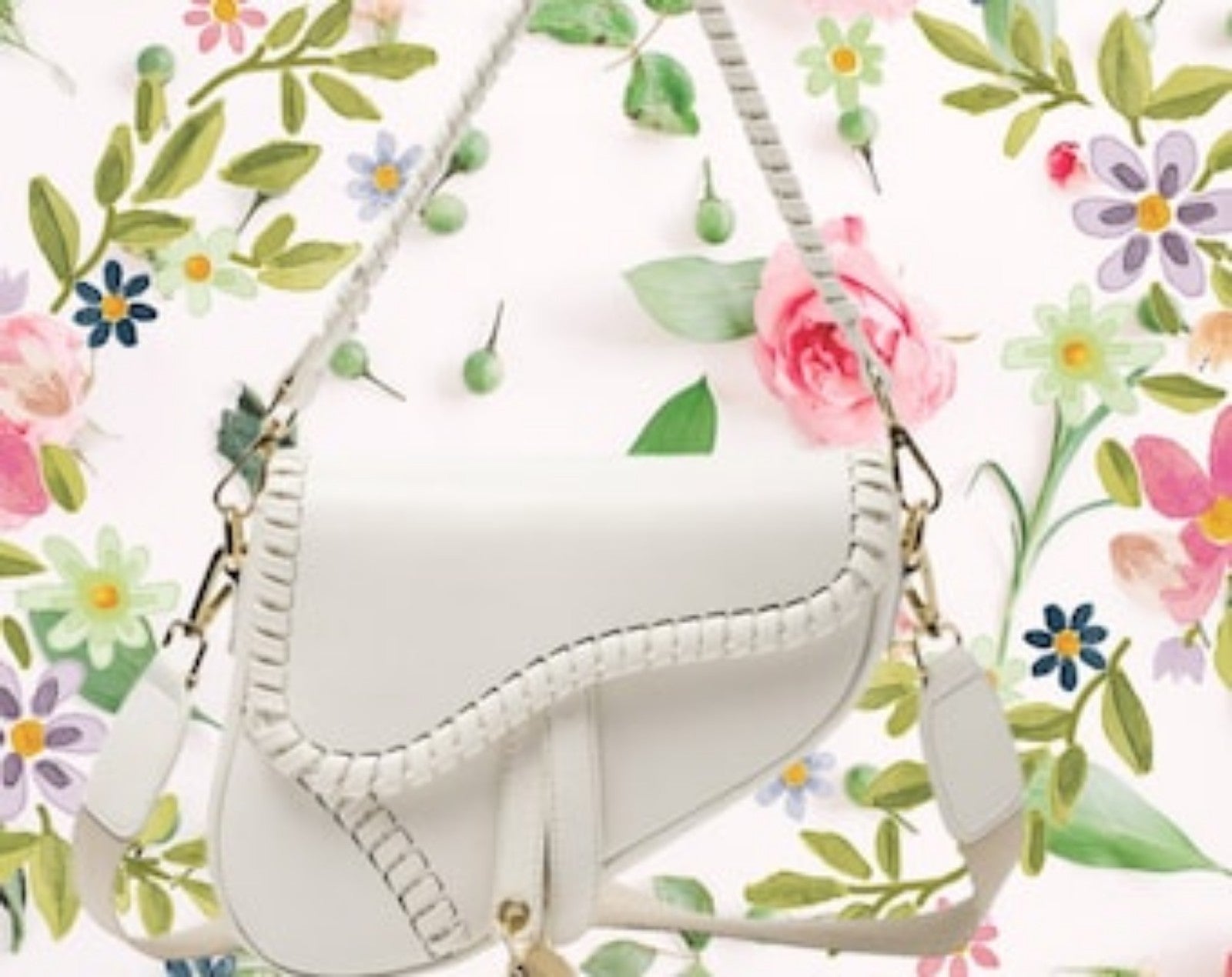 All White Saddle Bag