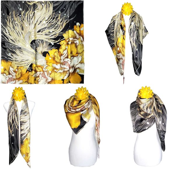 NWT Genuine 100% Mulberry Silk Satin Scarf 42 x42 Large Square Shawl 59931