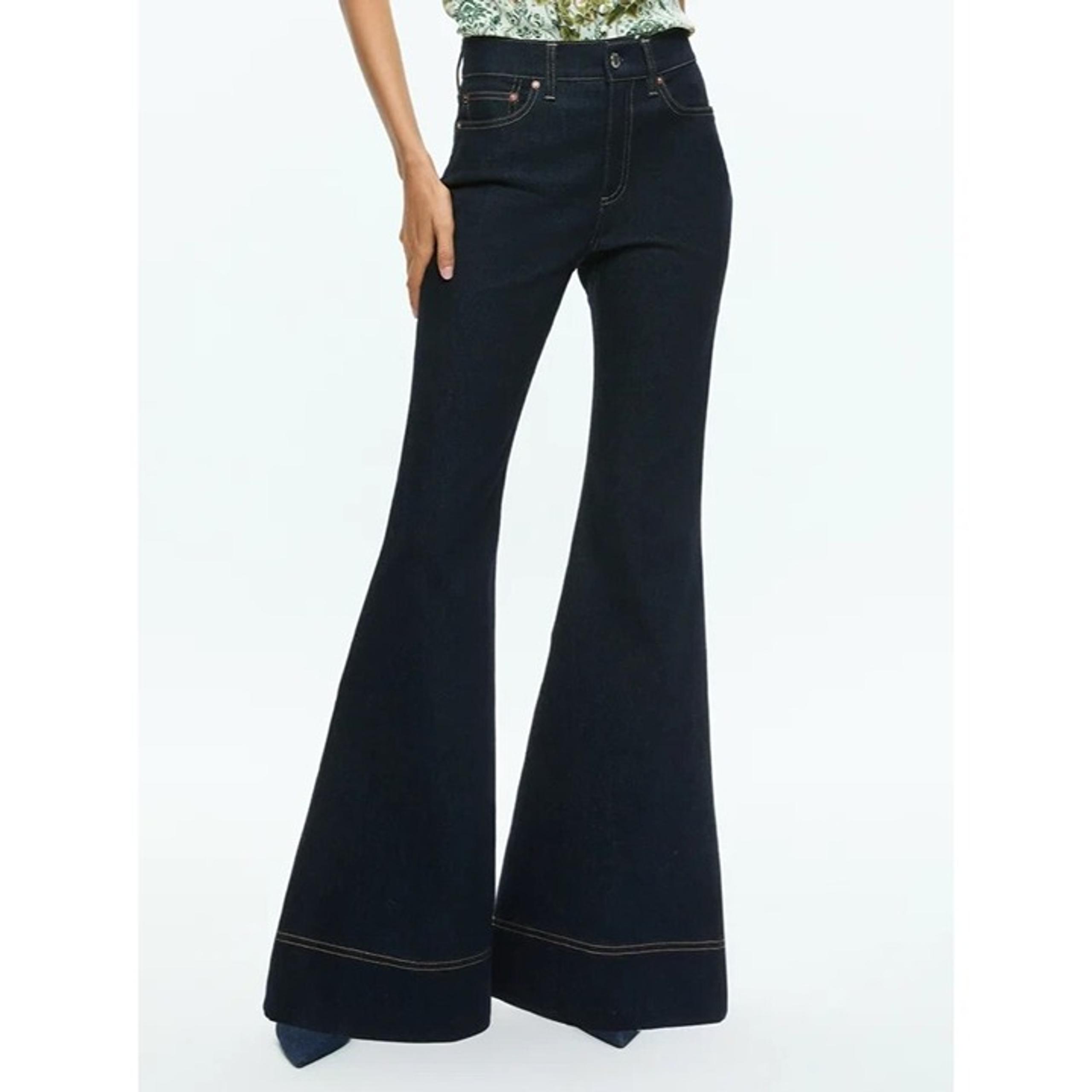 Alice + Olivia SB High Rise Bell Jeans Womens Size 25 Dark Rinse Blue Stretch