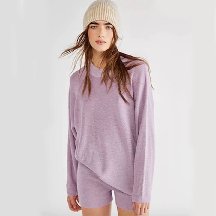 New Free People Malibu Sweater Surf Set in Purple