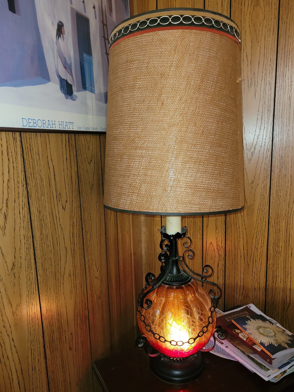 Vintage Lamps Mid Century Chained Amber