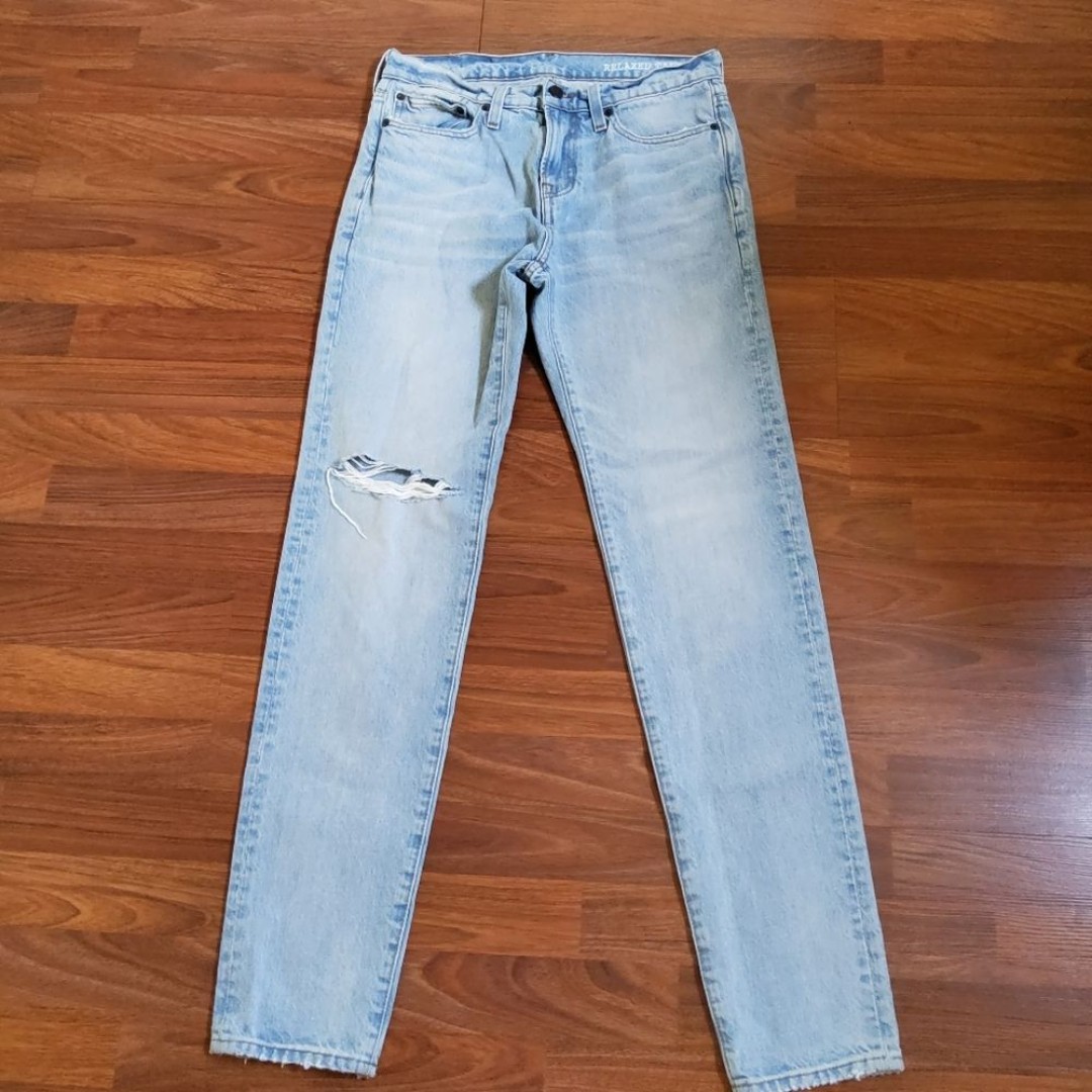 Madewell Men's Relaxed Taper Distressed Light Wash Jeans Size 28 X 30
